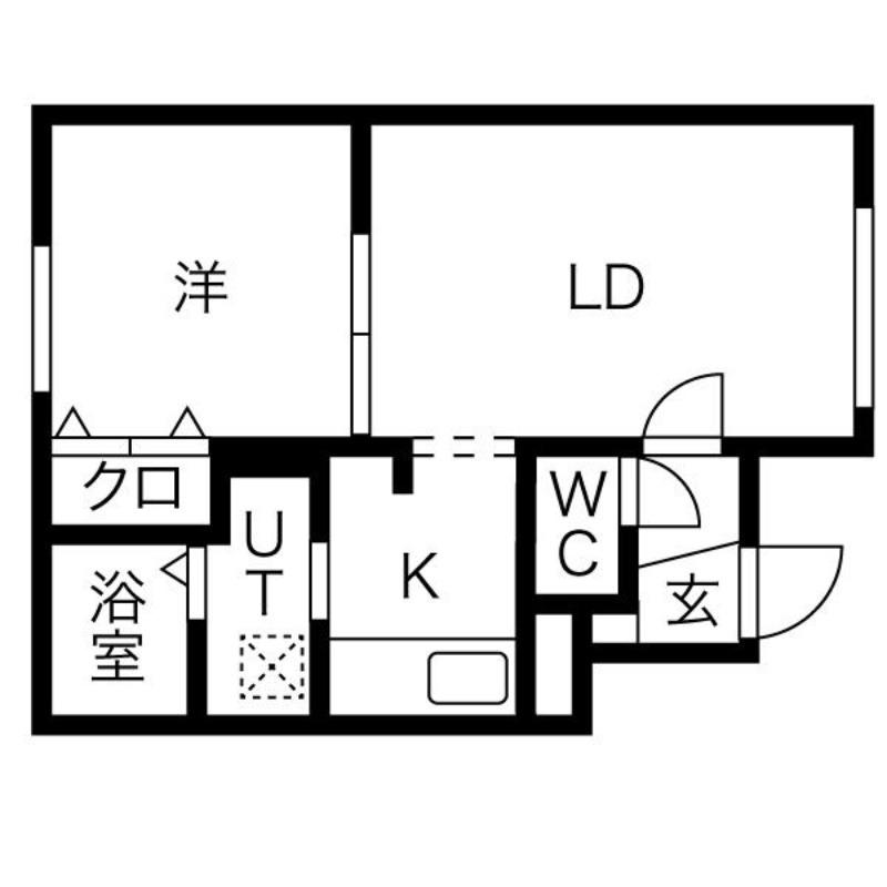 ブランノワール澄川(1LDK/2階)の間取り写真