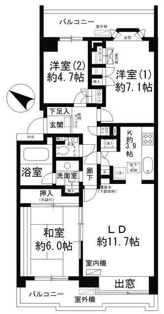 パーク・ハイム用賀南(3LDK/3階)の間取り写真