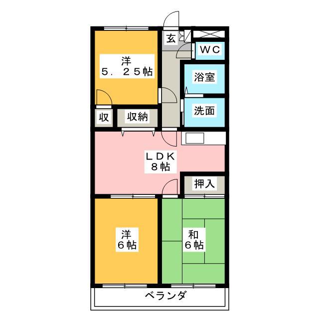 ARTRAマンション B棟(3DK/5階)の間取り写真