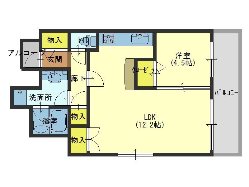 クラウンハイム上町台セントラルラ・カーサ(1LDK/7階)の間取り写真