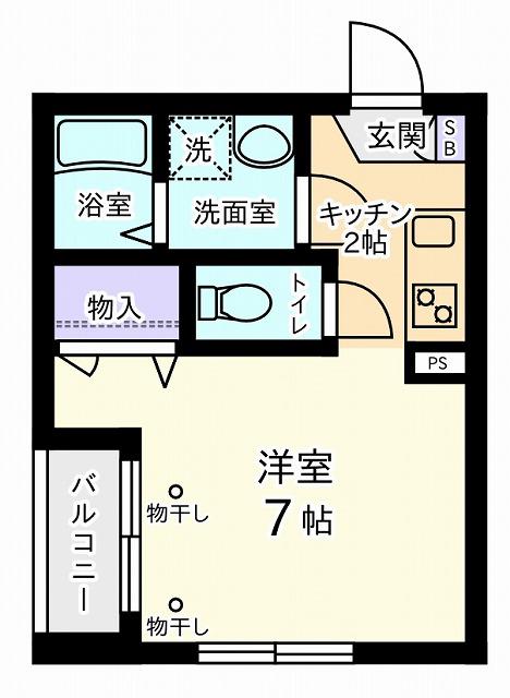 サンパティーク(1K/2階)の間取り写真