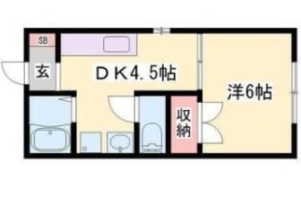 ハイネスS・A(1DK/2階)の間取り写真