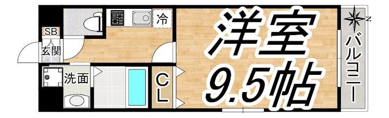 プレジオ中之島(1K/9階)の間取り写真