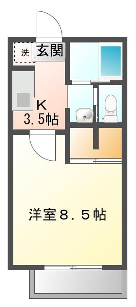 アークヒルズ7-A(1K/2階)の間取り写真
