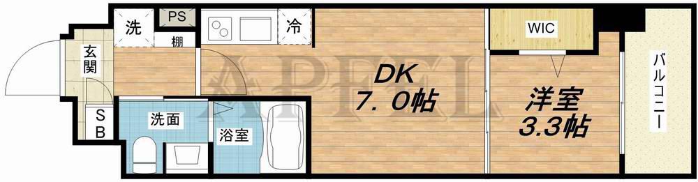 JPレジデンス大阪城東4(1DK/9階)の間取り写真