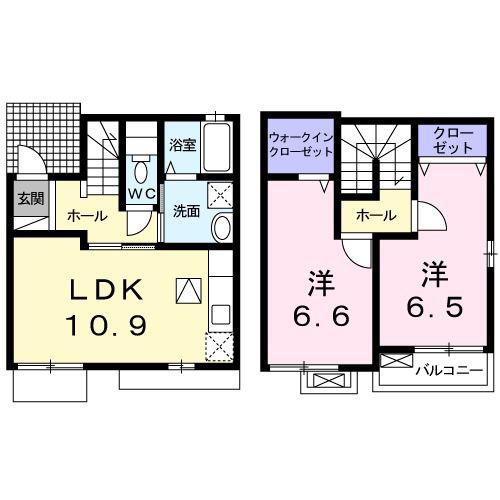 フィオーレ・RII(2LDK/1階)の間取り写真