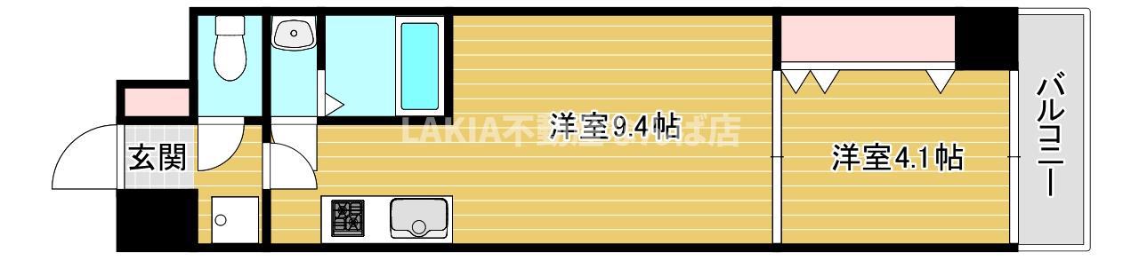 ファステート難波デラックス(1LDK/9階)の間取り写真