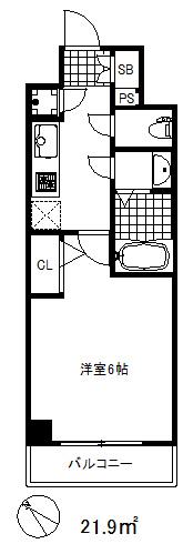 レジュールアッシュ神戸ハーバーランド(1K/3階)の間取り写真