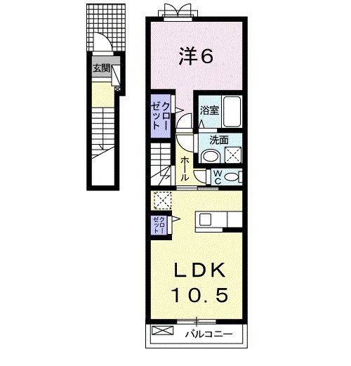 メゾンド・ジュネス(1LDK/2階)の間取り写真
