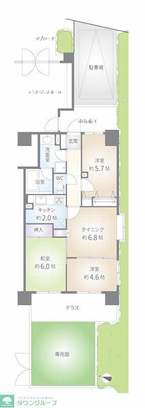 ランドステージ東大島エグゼタワー(3DK/1階)の間取り写真