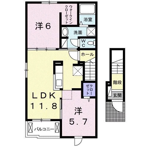 セレーノ II番館 2LDKHTW(2LDK/2階)の間取り写真