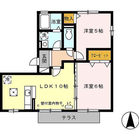 クロシェット雅(2LDK/1階)の間取り写真