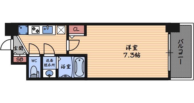 セレニテ福島CALME(1K/6階)の間取り写真