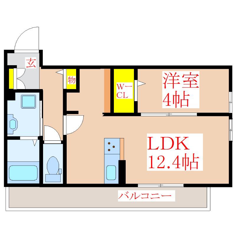 ボナール見次(1LDK/3階)の間取り写真
