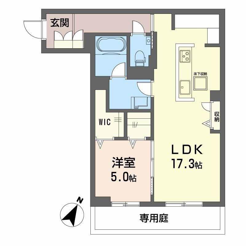 ECRAGE TAKASU(1LDK/1階)の間取り写真