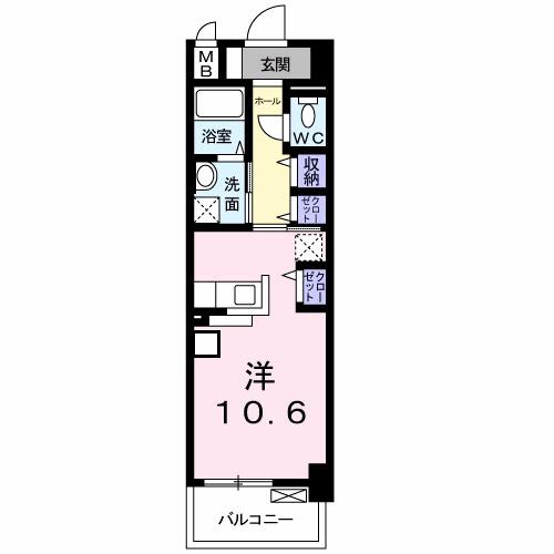 ヴィダ・アルボレス(ワンルーム/1階)の間取り写真