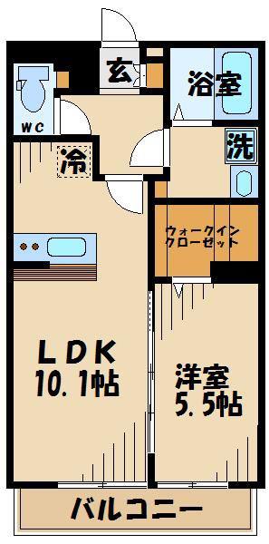 アミクール日野(1LDK/1階)の間取り写真