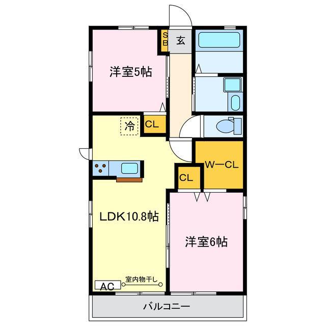 グランデイジ栄III(2LDK/1階)の間取り写真