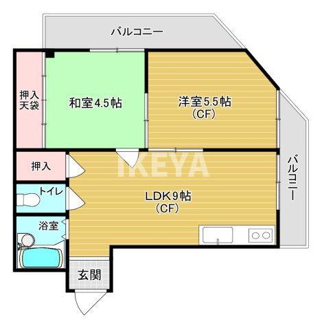 ハイツ南ながら(2LDK/4階)の間取り写真