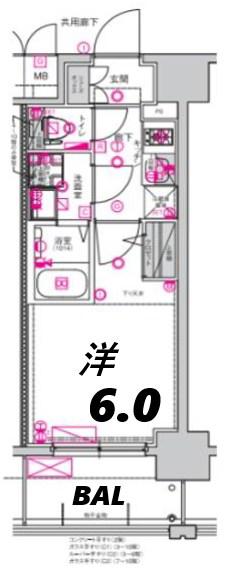 CREST TAPP 庄内(1K/10階)の間取り写真