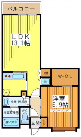 レジディア祐天寺(1LDK/6階)の間取り写真