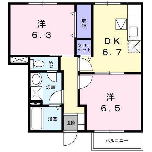 エトワール 2DK(2DK/1階)の間取り写真