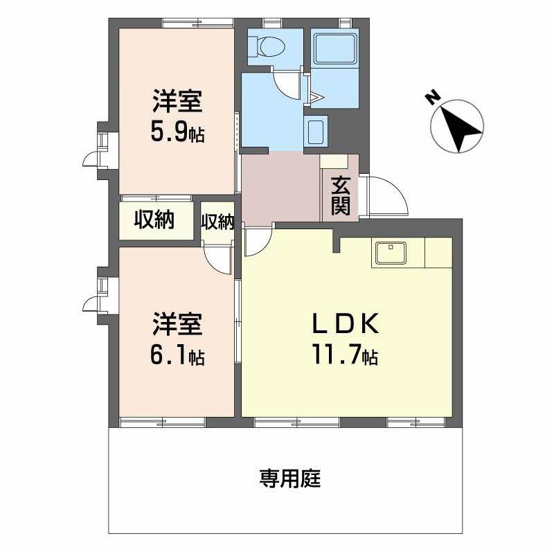 プリミエール一色(2LDK/1階)の間取り写真