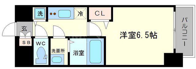 LC難波ノワール(1K/4階)の間取り写真