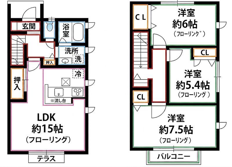 サウスソシア G(2LDK/1階)の間取り写真