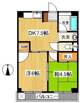 学園サンハイツ(2DK/3階)の間取り写真