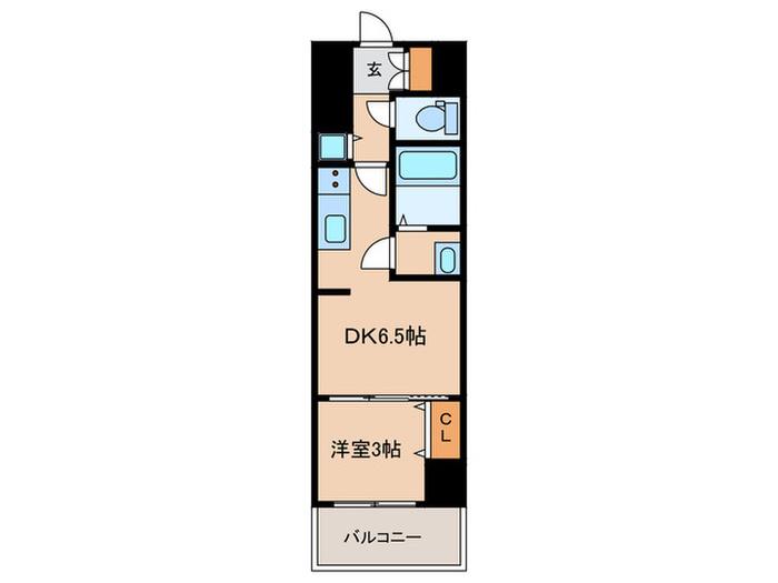 CREST TAPP名古屋山王(1DK/9階)の間取り写真
