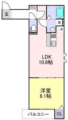 YUU黒砂(1LDK/2階)の間取り写真
