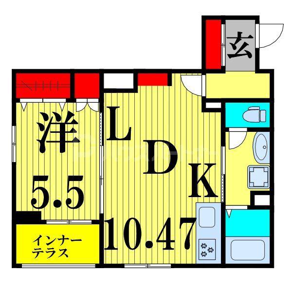 FUKU STAGE(1LDK/1階)の間取り写真