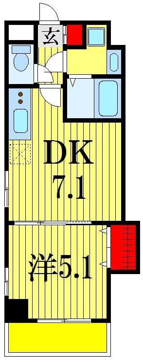 メゾンドティーズ(1DK/4階)の間取り写真