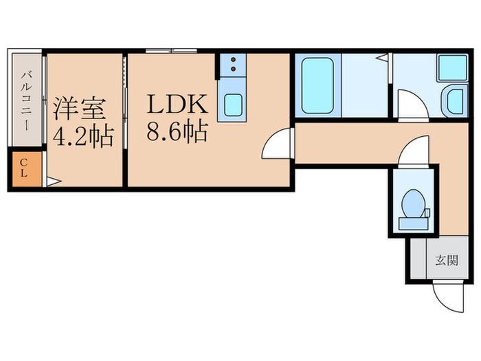 アプリーレ若松(1LDK/2階)の間取り写真
