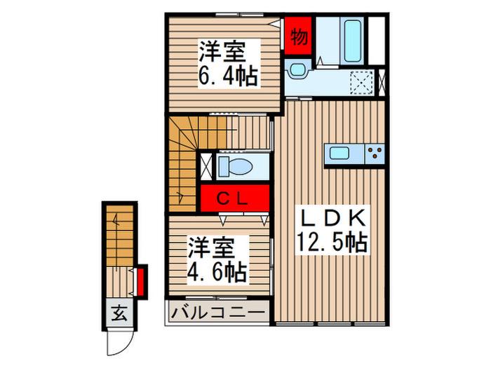 VIVRE B(2LDK/2階)の間取り写真