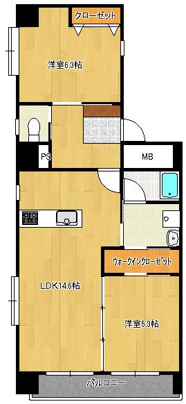 BRAVE MANSION 藤崎宮北(2LDK/9階)の間取り写真