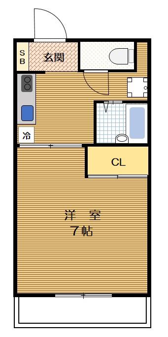ルミエール高崎(1K/3階)の間取り写真