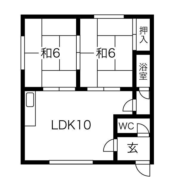 ホンマコーポラスB(2LDK/1階)の間取り写真