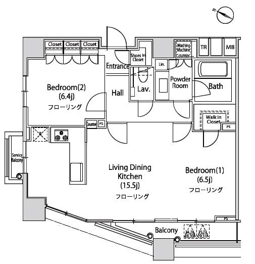 ファーストリアルタワー新宿(2LDK/27階)の間取り写真