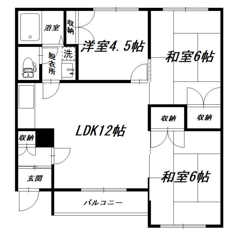 本多サンハイツ(3LDK/1階)の間取り写真