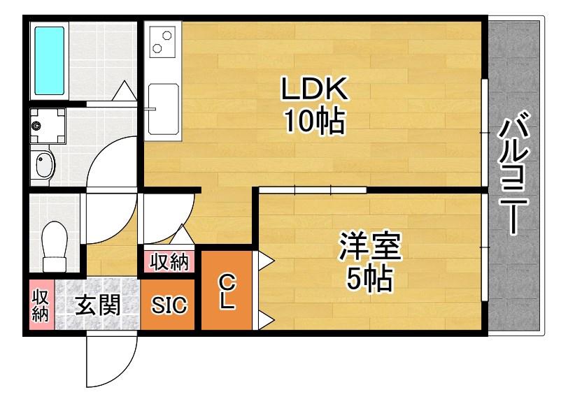 フィオーレ牧野(1LDK/2階)の間取り写真