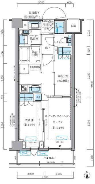 パークアクシス品川シーサイド(2LDK/1階)の間取り写真