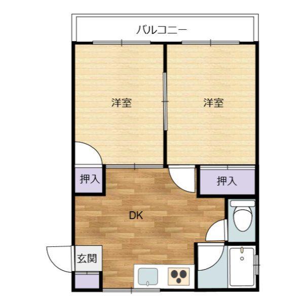 リバーサイド堀川(2DK/3階)の間取り写真