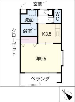 ステーションベアー(1K/2階)の間取り写真