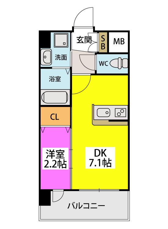 YSP八幡(1DK/1階)の間取り写真