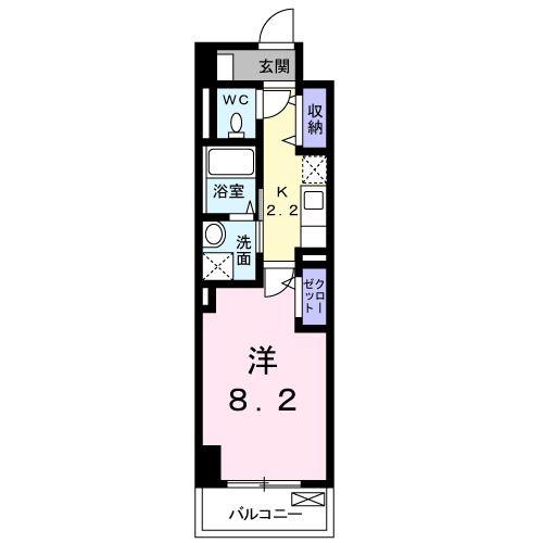 ルート V(1K/4階)の間取り写真