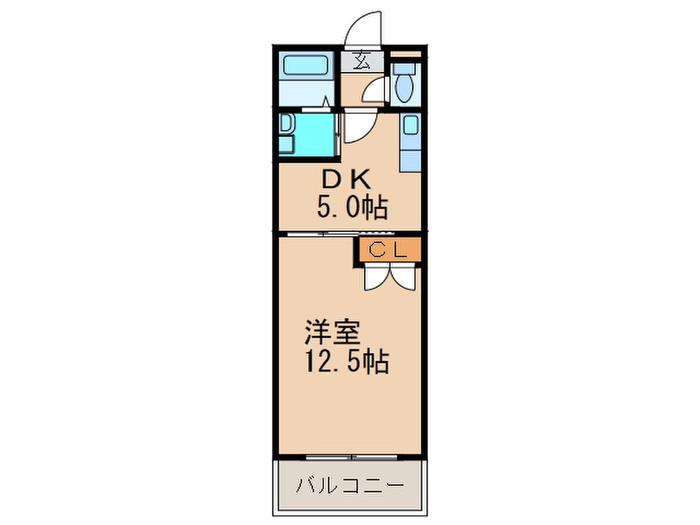 クイーンズヒル和泉コーポII(1DK/2階)の間取り写真