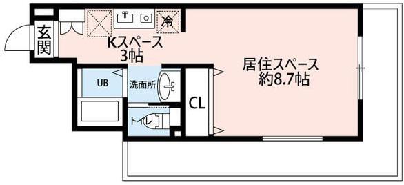 グランソレーユ横浜鶴見(ワンルーム/2階)の間取り写真