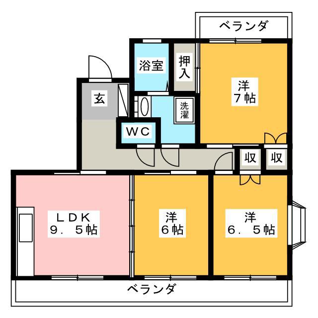 シャンピエールII(3LDK/3階)の間取り写真